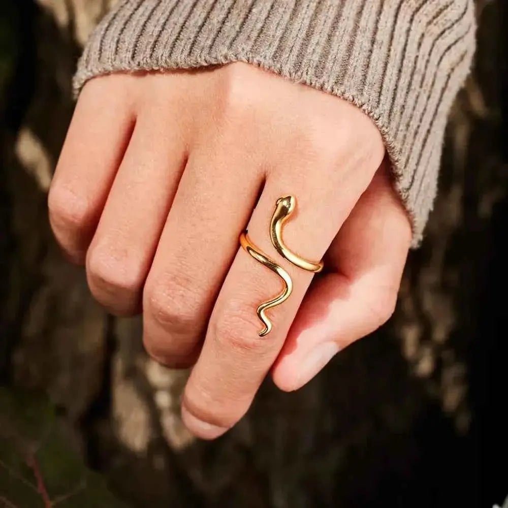 Snake Shape 18K Gold - Plated Bypass Ring - SmileBen