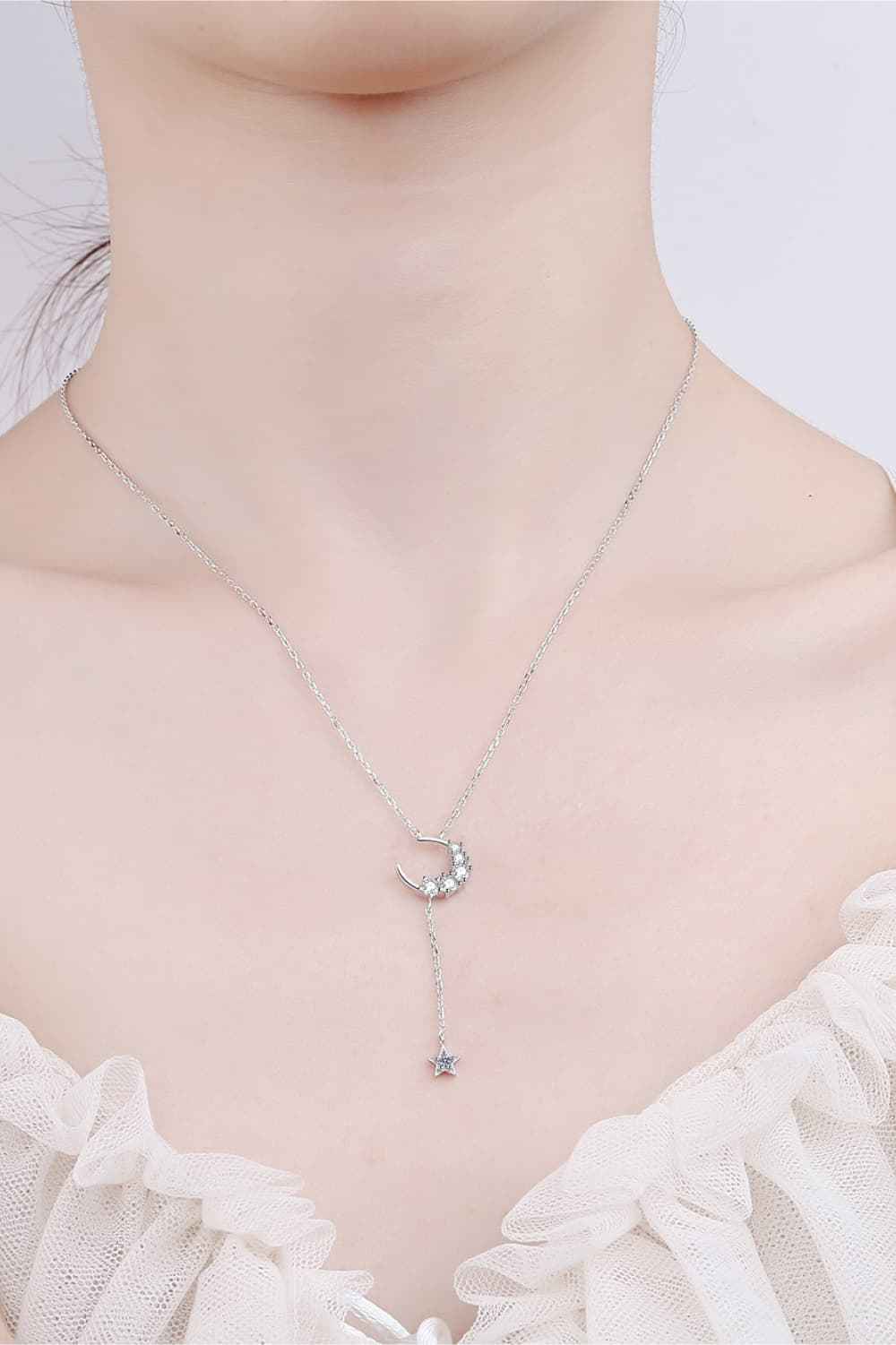 Star & Moon Moissanite Necklace - SmileBen