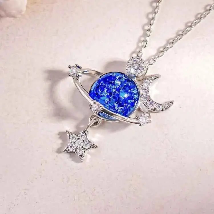 Starry Sky Inlaid Zircon Moon Star Necklace - SmileBen