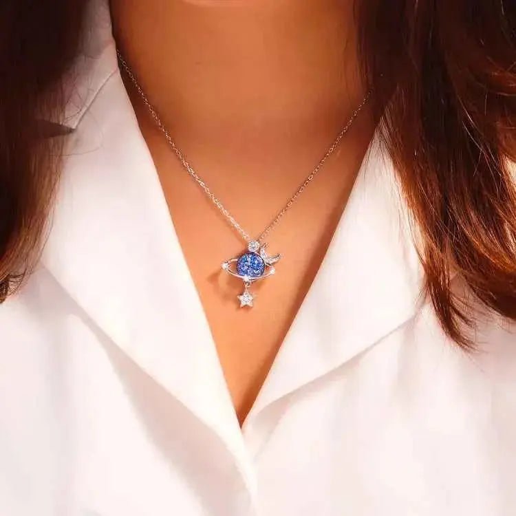 Starry Sky Inlaid Zircon Moon Star Necklace - SmileBen
