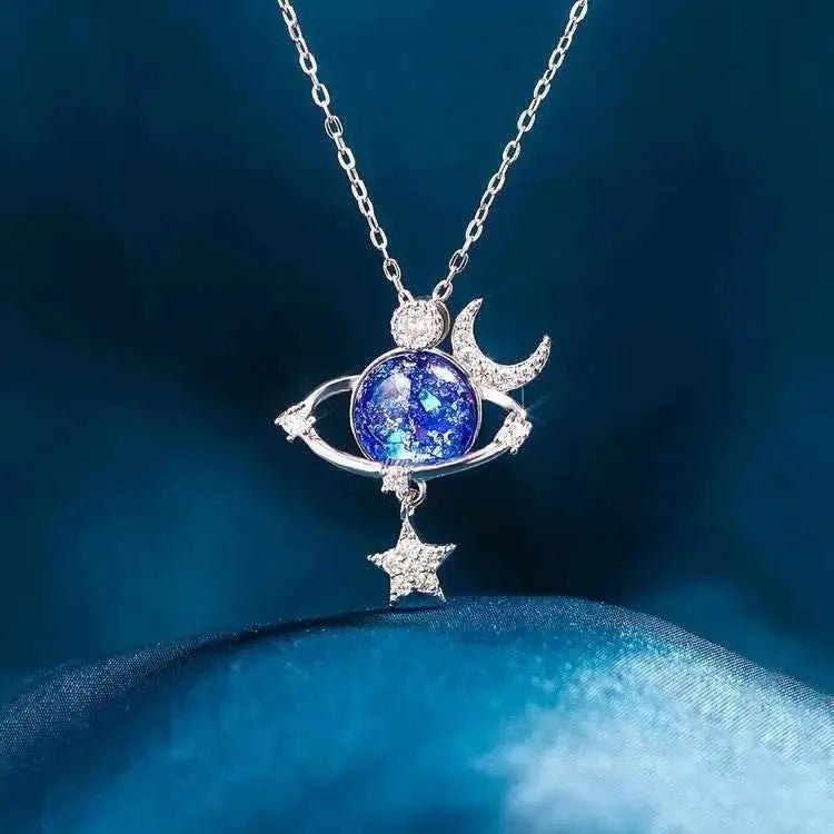 Starry Sky Inlaid Zircon Moon Star Necklace - SmileBen