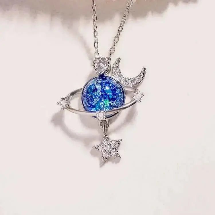 Starry Sky Inlaid Zircon Moon Star Necklace - SmileBen