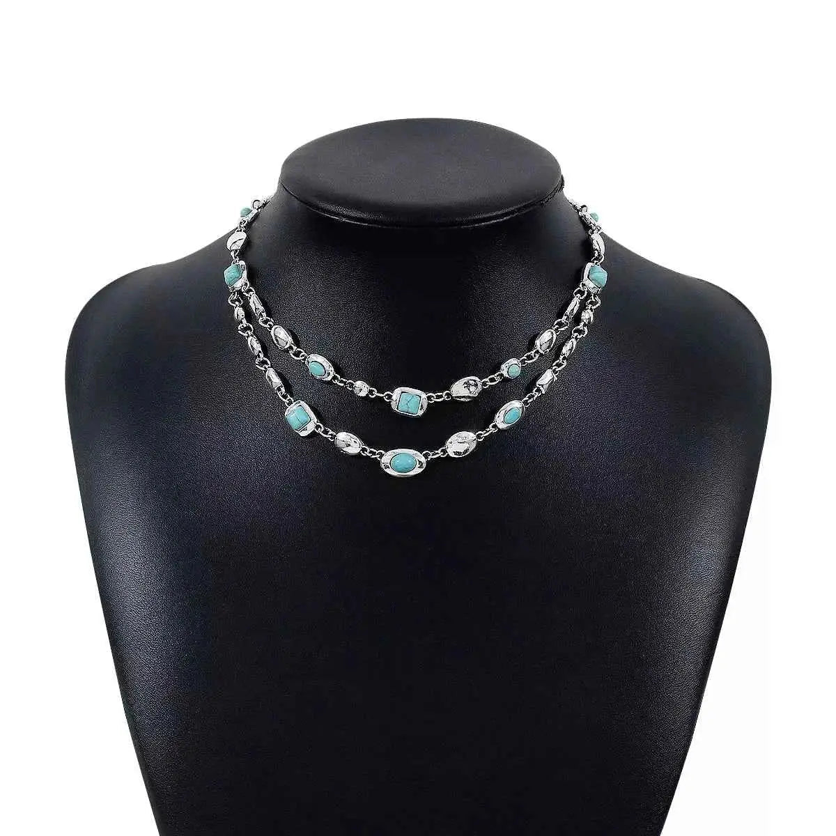 Vintage Multi - Gemstone Double Layered Necklace - SmileBen