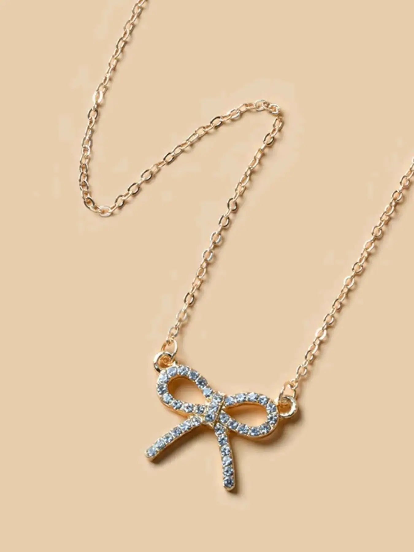 Zircon Bow Pendant Necklace - SmileBen