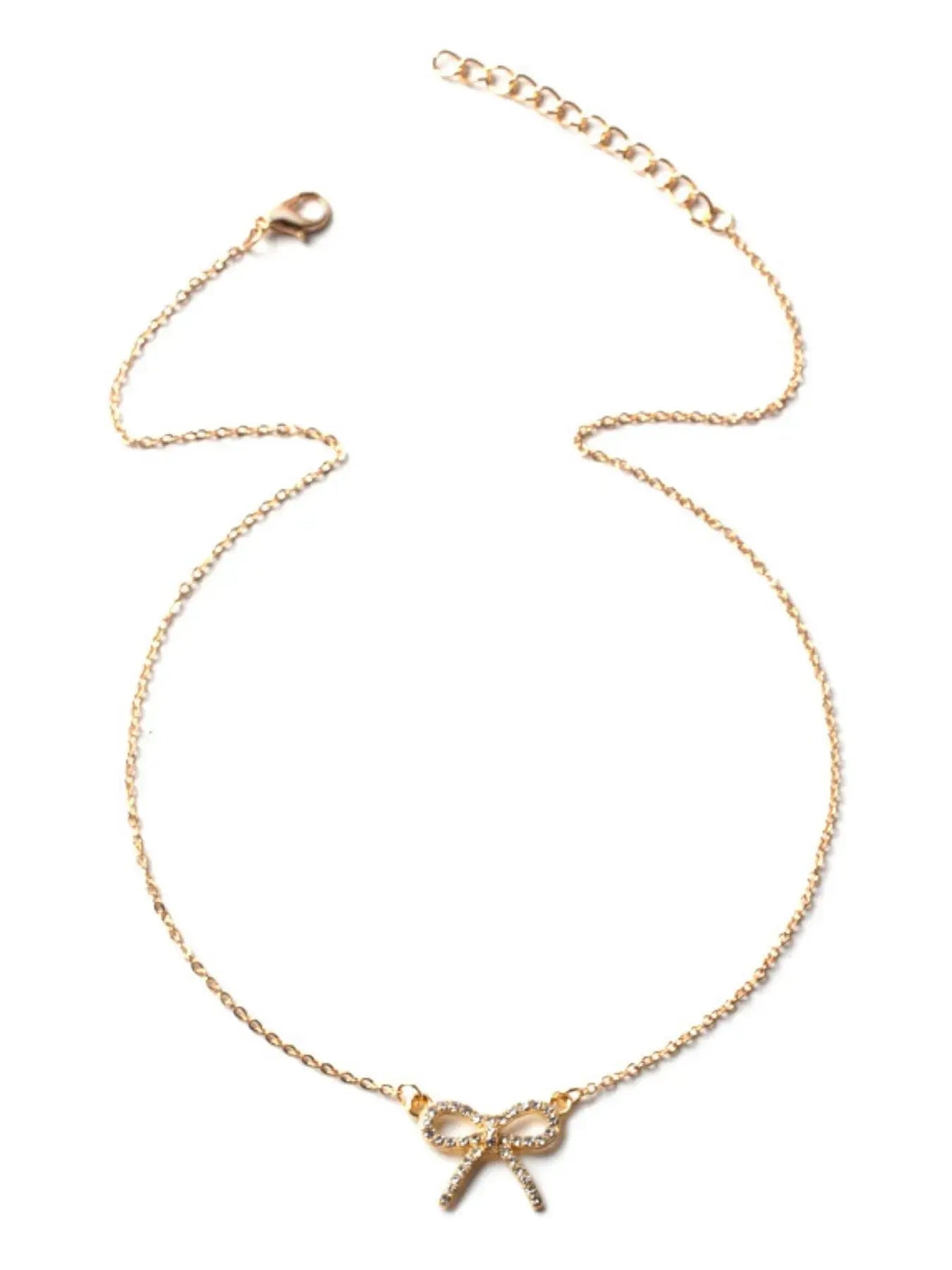 Zircon Bow Pendant Necklace - SmileBen