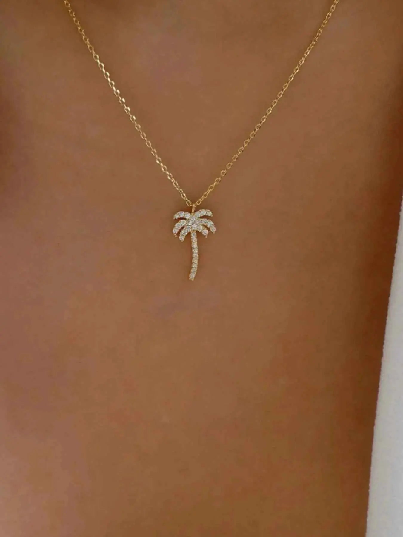 Zircon Palm Tree Pendant Necklace - SmileBen