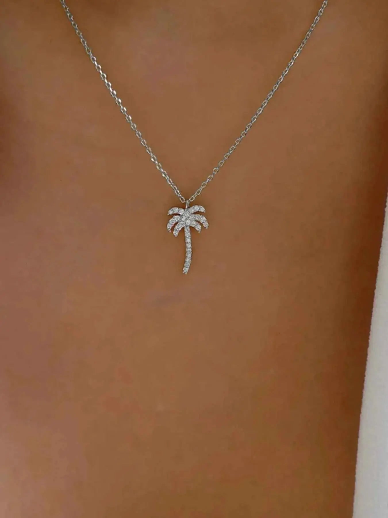 Zircon Palm Tree Pendant Necklace - SmileBen