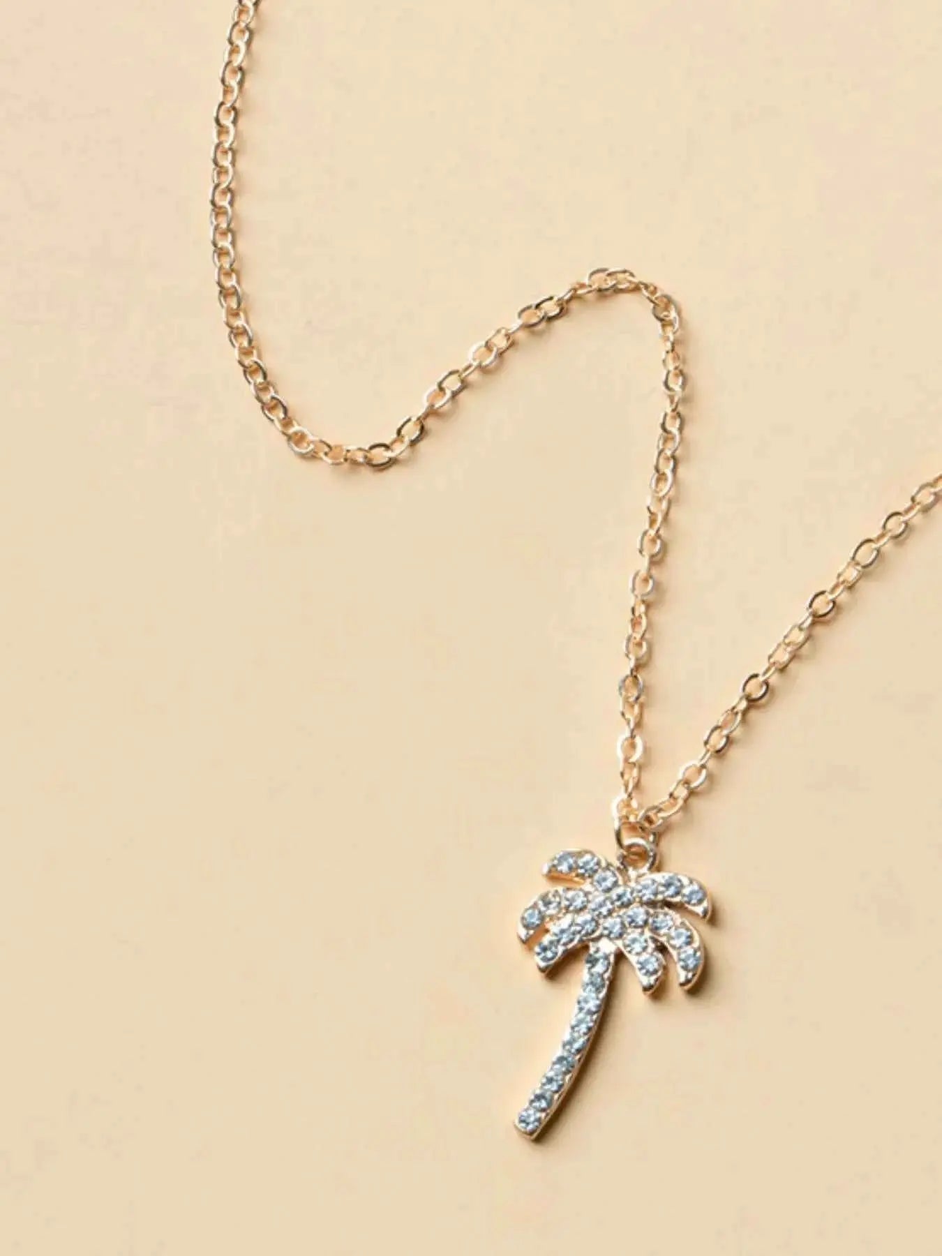 Zircon Palm Tree Pendant Necklace - SmileBen